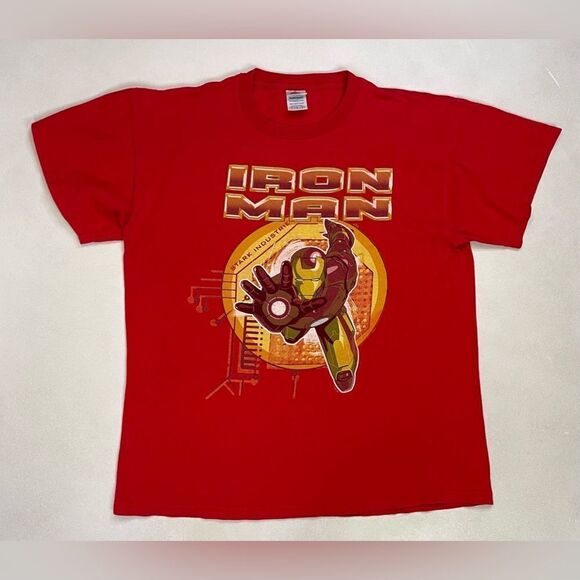 VINTAGE Marvel Iron Man Stark Industrie 2008 Graphic T-shirt Men Large Red - Picture 1 of 6